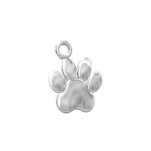 Silver charm, dog paw, 10x12mm, shiny; per 5 pcs - Click Image to Close