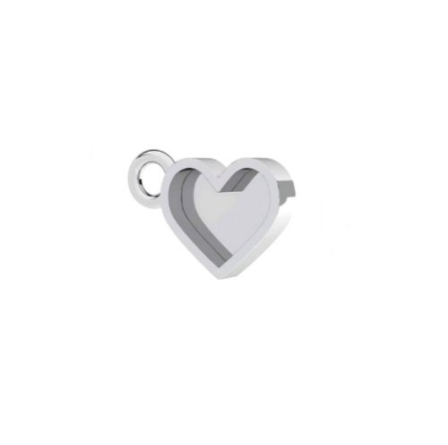 Silver charm, heart, 7mm, shiny; per 5 pcs
