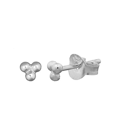 Silver earstud, 3 balls 2mm, shiny; per pair - Click Image to Close