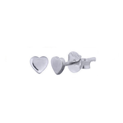 Zilveren oorsteker, hartje, 3mm, gerhodineerd; per paar