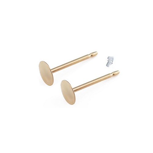 Goldfilled earstud wit 4mm plate, shiny; per 5 pcs