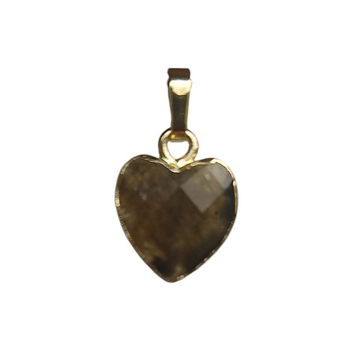 Pendant heart 12mm, Labradorite, gold colored; per 2 pcs - Click Image to Close