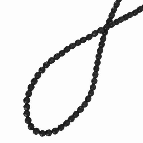 Zwarte Obsidiaan, rond facet 4mm; per 40cm streng