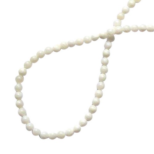 Mother of Pearl, round, white, 6mm; per 40cm string
