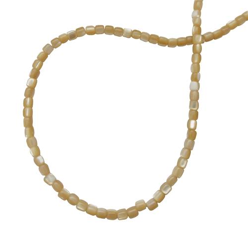 Mother of Pearl, square 3.5mm, beige; per 40cm string