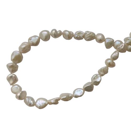 Pearl, baroque, 7-8mm, white off; per string