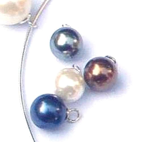 Pearl with silver plain beadcap, 10mm; per 5 pcs