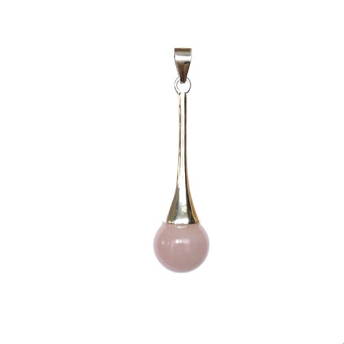 Silver pendant with 10mm ball, Rose Quartz; per pc
