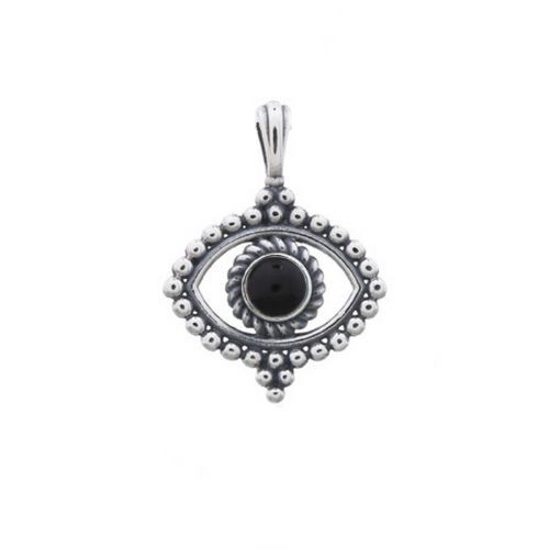 Silver pendant, eye with black stone, antique; per pc