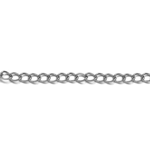 Stainless steel curb chain, 3x4mm; per 5 meter