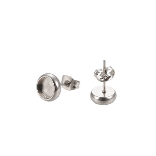 Stainless steel earstud, cup 8.5mm, shiny - Click Image to Close
