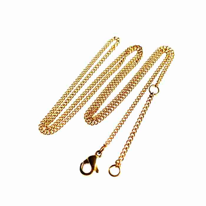 Stainless steel necklace, flat oval, 45cm, ip gold; per 5 pcs