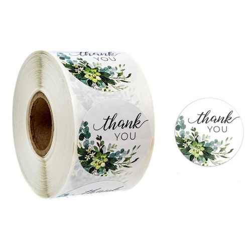 Rol of stickers, 25mm, text 'Thank you'; per roll