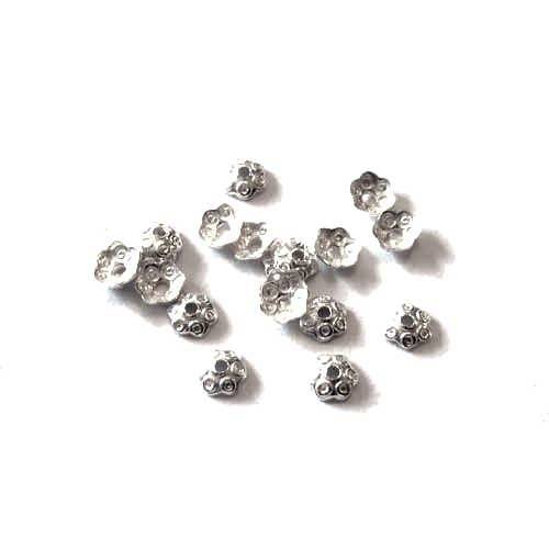 Silver beadcap, flower, 4mm, shiny; per 50 pcs