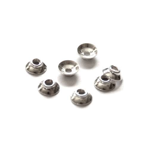 Silver beadcap, plain, 6mm, shiny; per 20 pcs