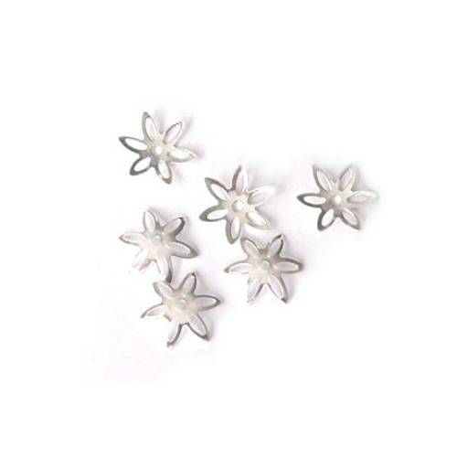 Silver beadcap, flower, 10mm, shiny; per 20 pcs