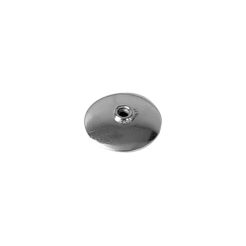 Zilveren kralenkapje, plat rond, 14mm, glanzend; per 10 stuks