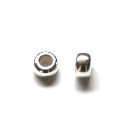 Silver bead, stopper, 8.5x4.5mm, shiny; per 10 pcs