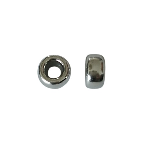 Silver bead, stopper, 8.5x.5mm, rhodium; per 10 pcs