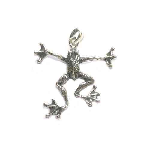 Silver charm, frog, 37mm; per pc