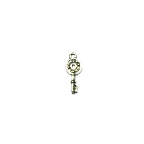 Silver charm, key, 5x11.5mm, antique; per 5 pcs