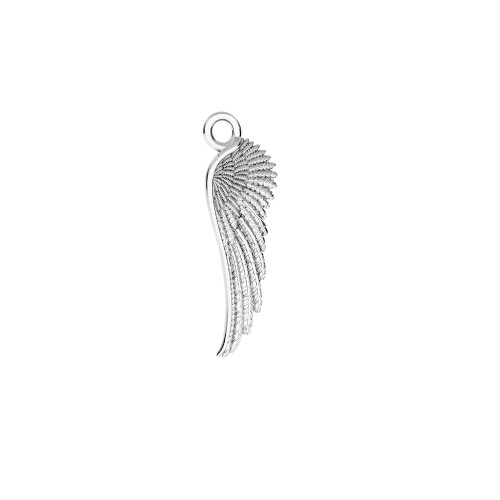 Silver charm, wing, 6.5x21mm, shiny; per 5 pcs