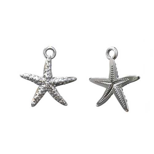 Silver starfish, shiny; per 5 pcs