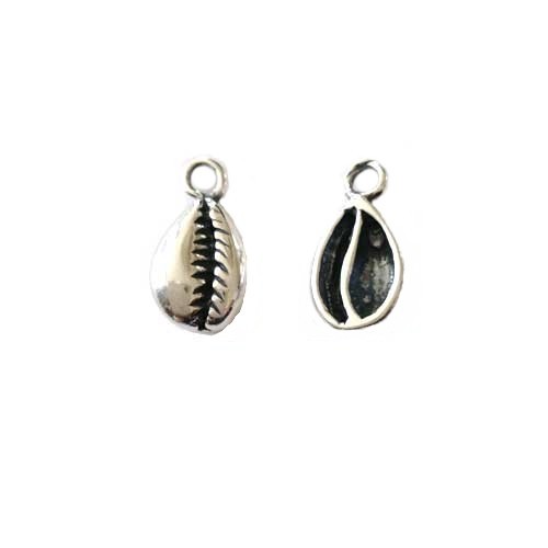 Silver charm, cowrie shell, antique; per 5 pcs - Click Image to Close