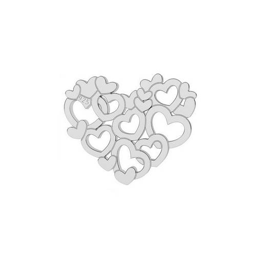 Silver charm, heart, 10x12mm, shiny; per 5 pcs