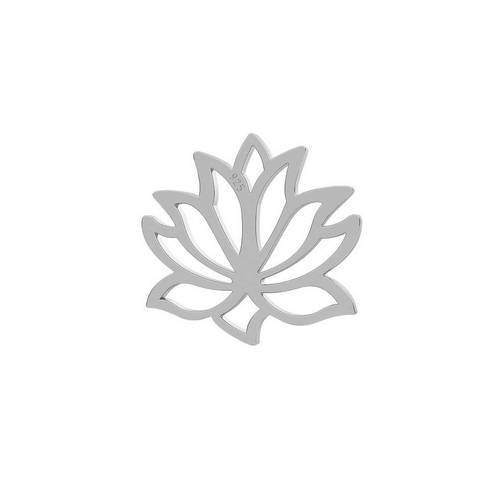 Silver charm, lotus, 13mm, shiny; per 5 pcs - Click Image to Close