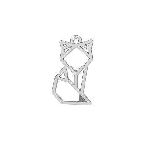 Silver charm, Origami fox, rhodium plated; per 5 pcs - Click Image to Close