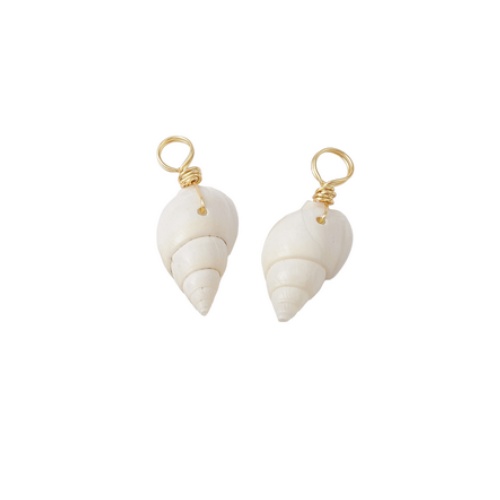 Charm, shell with brass wire, goldplated; per 5 pcs