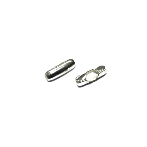 Zilveren sluiting voor 2mm ball chain, glanzend; per 10 stuks