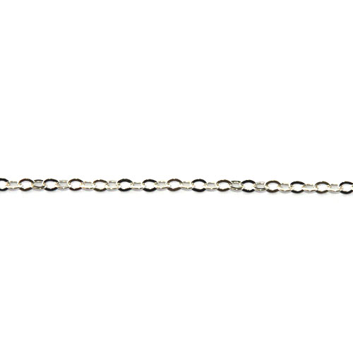 Zilveren ketting, plat ovaal, 2.2x2.9mm, glanzend; per meter