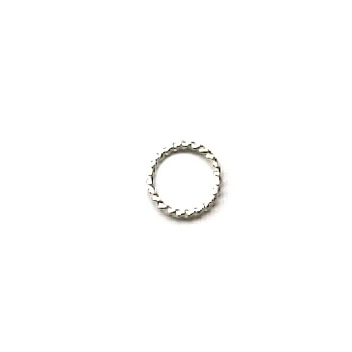 Silver closed ring, 11mm, twisted wire, shiny; per 10 pcs