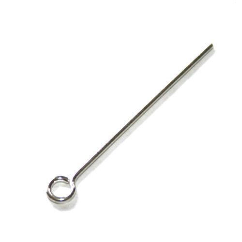 Zilveren kettelstift, 4cm, wire 1mm, glanzend; per 10 stuks