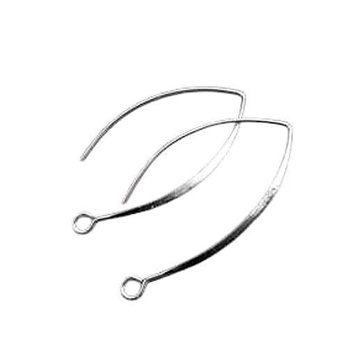 Silver earring wire, 40mm, flat front, shiny; per 5 pair - Click Image to Close