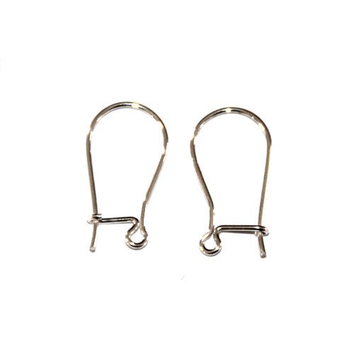 Silver earring wire, 11.5x21.5mm, shiny; per 5 pair