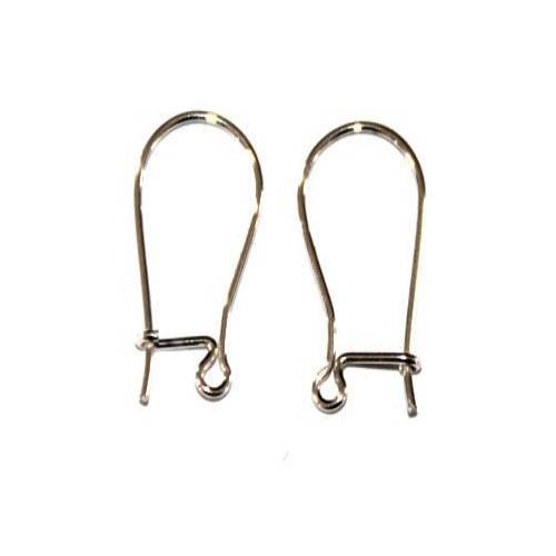 Silver earring wire, 11.5x30mm, shiny; per 5 pair