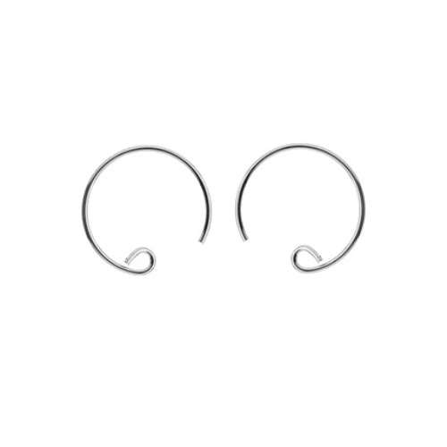 Silver earring, round, 15mm, shiny; per 5 pair