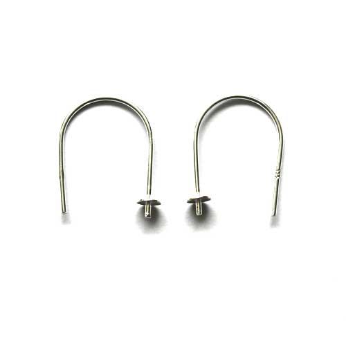 Silver earring, oval, 15x20mm, shiny; per 5 pair