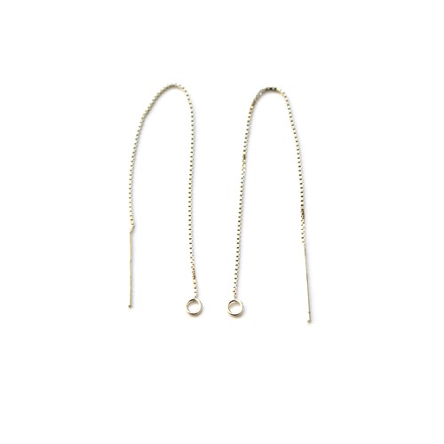 Silver earring, chain with closed ring, 9cm, shiny; per 5 pair