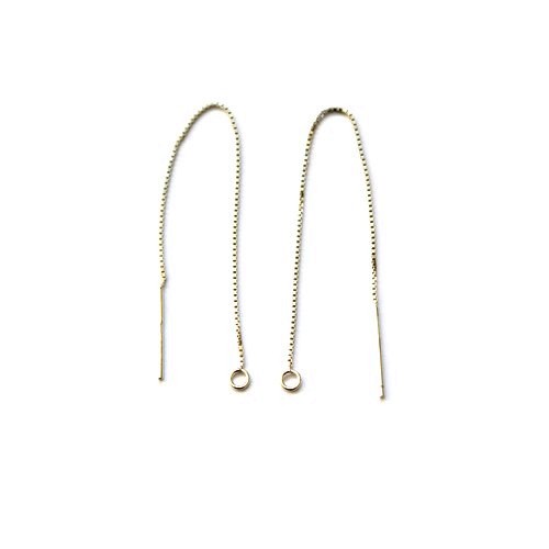 Silver earring, chain with closed ring, 9cm, rhodium; per 5 pair