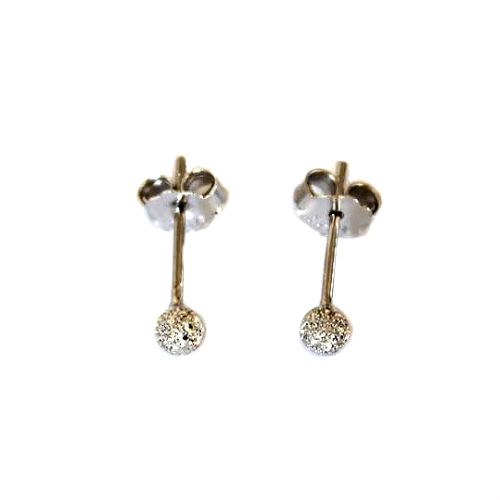Silver earring, ball 3mm, rhodium; per 5 pair