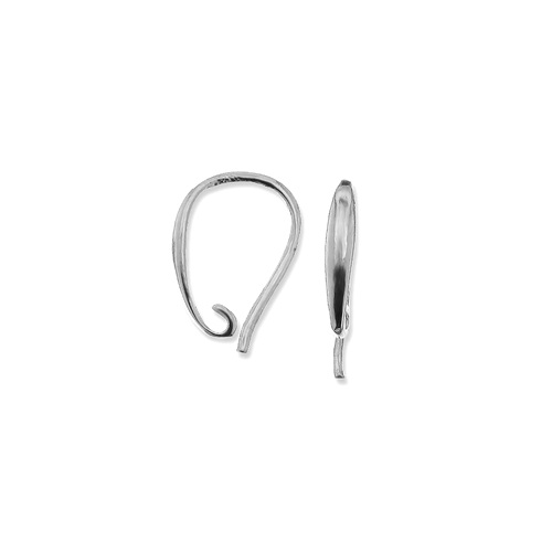 Silver wire earring, 14.5x8.5mm, shiny; per 5 pair