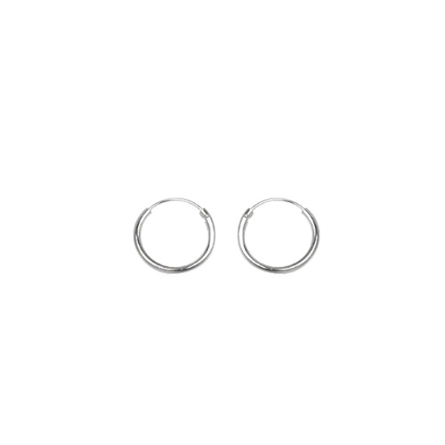Silver creool, 10mm, wire 1.3mm, shiny; per 5 pair