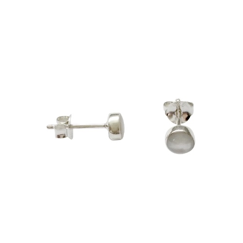 Silver earstud, MOP 5mm, shiny; per pair - Click Image to Close