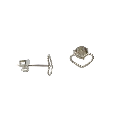 Zilveren oorsteker, hartje twisted wire, glanzend; per paar - Klik op de afbeelding om het venster te sluiten