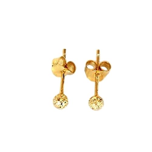 Silver earring, ball 3mm, sandblasted, goldplated; per 5 pair