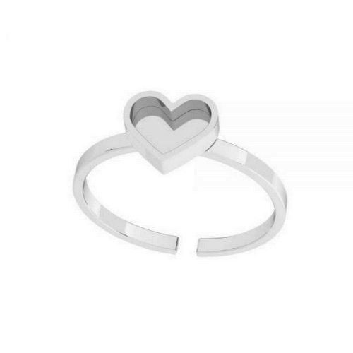 Zilveren ring met cup hartje, glanzend; per stuk